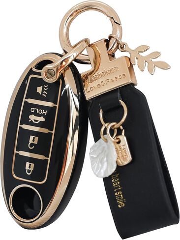 مناسب لغطاء Nissan Key Fob ذو 5 أزرار، حافظة مفاتيح ذكية لـ Altima Rogue Murano Pathfinder، أغطية مفاتيح مع سلسلة مفاتيح، ملحقات السيارة بلينغ (RC5 أخضر) in Kuwait