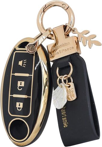 مناسب لغطاء Nissan Key Fob ذو 5 أزرار، حافظة مفاتيح ذكية لـ Altima Rogue Murano Pathfinder، أغطية مفاتيح مع سلسلة مفاتيح، ملحقات السيارة بلينغ (RC5 أخضر) in Kuwait