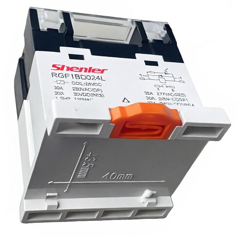 متوافق مع Shenler RGF1BD024L DIN-Rail Power Relay، 30A 277VAC/30VDC 1NO، ملف تيار مستمر 24 فولت، مؤشر LED، حامل TS35 طرفي لولبي، تحكم صناعي لضاغط HVAC، منفاخ، مضخة، محرك in Saudi Arabia