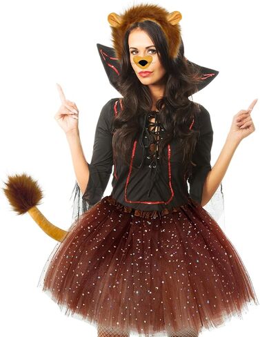 Halloween Lion Costume Set for Girls Lion Tutu Ears Headband Tail Costume Kit for Adult Halloween Cosplay in Kuwait