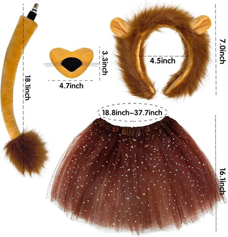 Halloween Lion Costume Set for Girls Lion Tutu Ears Headband Tail Costume Kit for Adult Halloween Cosplay in Kuwait
