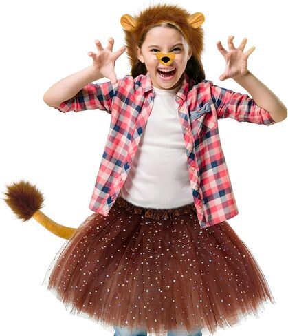 Halloween Lion Costume Set for Girls Lion Tutu Ears Headband Tail Costume Kit for Adult Halloween Cosplay in Kuwait