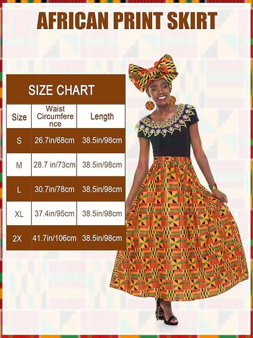 5 Pcs African Dress Head Wrap Set Black History Skirt Bracelet Kente Print Earring African Attire for Women Outfits in Kuwait