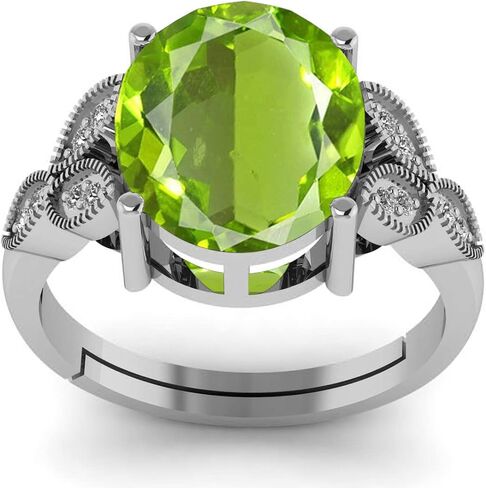 7.25 Carat Peridot Stone German Silver Beautiful Anniversary Ring For Men And Women in Saudi Arabia