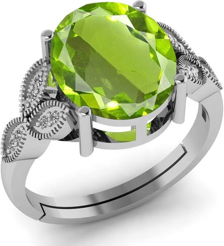 7.25 Carat Peridot Stone German Silver Beautiful Anniversary Ring For Men And Women in Saudi Arabia