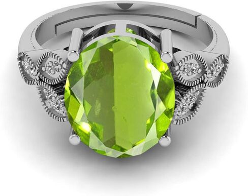 7.25 Carat Peridot Stone German Silver Beautiful Anniversary Ring For Men And Women in Saudi Arabia