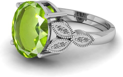 7.25 Carat Peridot Stone German Silver Beautiful Anniversary Ring For Men And Women in Saudi Arabia