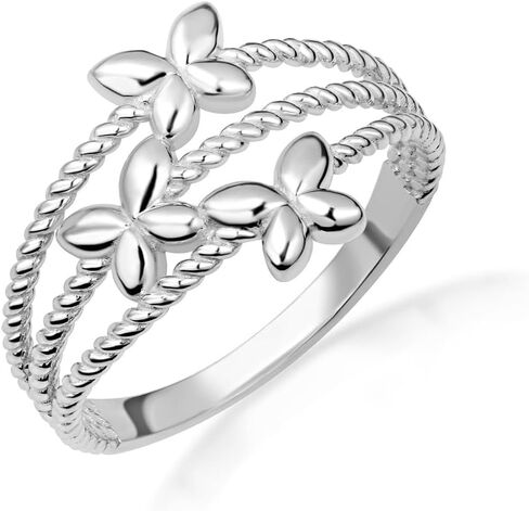 .925 Sterling Silver Triple Band Butterfly Rebirth Roped Ring with Multiple Ring Size in Saudi Arabia