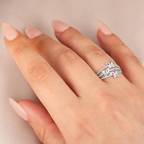 .925 Sterling Silver Triple Band Butterfly Rebirth Roped Ring with Multiple Ring Size in Saudi Arabia