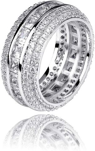 خاتم مجوف أنيق من خمسة صفوف مطلي بالذهب عيار 18 قيراط بلينغ تشيكوسلوفاكيا مقلد الماس الهيب هوب للرجال والنساء in Kuwait