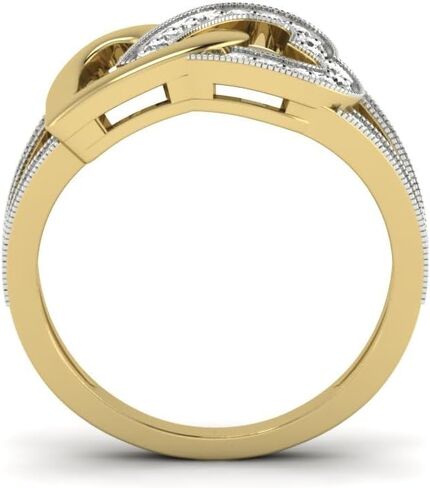 925 Sterling Silver 14K Yellow gold Plated Gemstone Zircon Accent Intertwined Hearts Ring in Saudi Arabia
