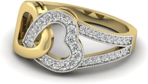 925 Sterling Silver 14K Yellow gold Plated Gemstone Zircon Accent Intertwined Hearts Ring in Saudi Arabia