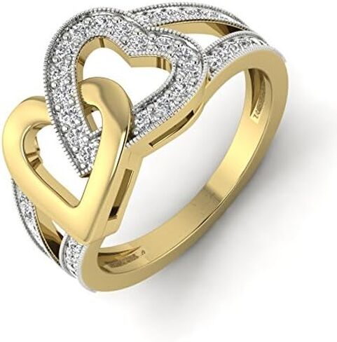 925 Sterling Silver 14K Yellow gold Plated Gemstone Zircon Accent Intertwined Hearts Ring in Saudi Arabia