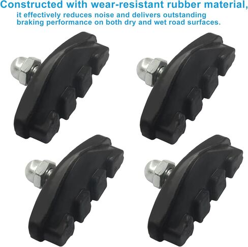 BokWin 4 Pack Bicycle Brake Pads - Professional Mountain, Road & City Bike Brake Pads with Quiet Non-Skid Performance for Enhanced Safety and Easy Installation，Black in Saudi Arabia