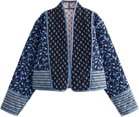 Y2K Aesthetic Sweatshirts for Women Floral Long Sleeve Shirts V Neck Reversible Puffer Quilted Jackets Coquette Clothing in Saudi Arabia