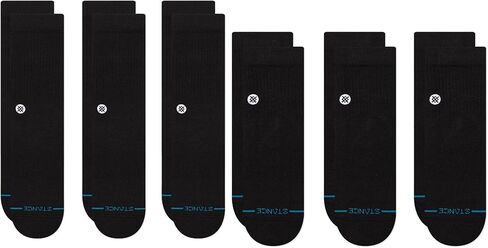 Stance Icon Crew + Quarter 6-Pack Bundle, Black, Large in Saudi Arabia