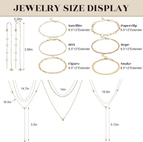 13 Pcs Gold Jewelry Set for Women 14k Gold Plated Necklace Bracelet Earrings Set Dainty Formal Jewelry Accessories for Bridal Wedding Prom Valentines Day Christmas Birthday Gift for Her in Saudi Arabia