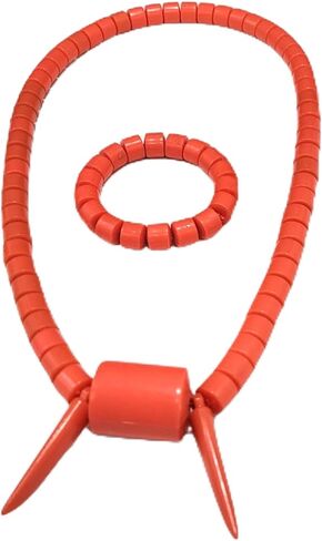 Traditional Plastic Coral Beads Necklace With Bracelet | Handmade Royal Horn Beads Necklace With Bracelet | African Jewelry Set in Saudi Arabia