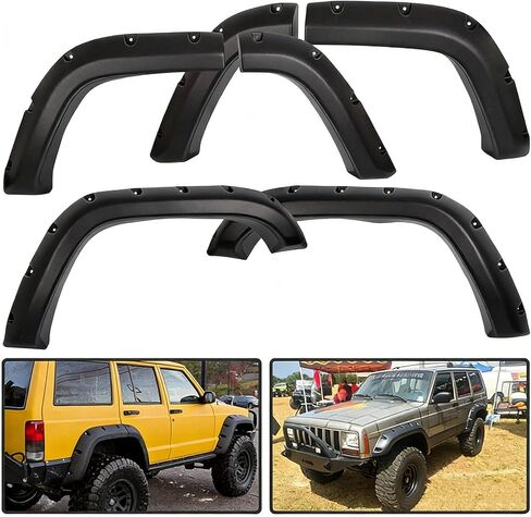6Pcs Pocket Rivet Wheel Fender Flares Fit for J-P Cherokee Xj 4-door 1984-2001 in Saudi Arabia