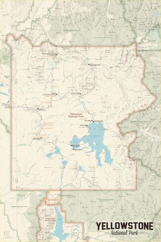 Best Maps Ever Yellowstone National Park Map 24x36 Poster (Tan) in Kuwait