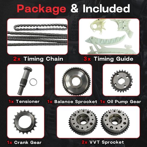N26 N20 Timing Chain Kit with VVT Sprockets Fit for BMW 320i 328i 528i X3 X4 2.0L L4 N20B20 2013-2017 Replace#11417602646 11417602647 11367583818 in Kuwait