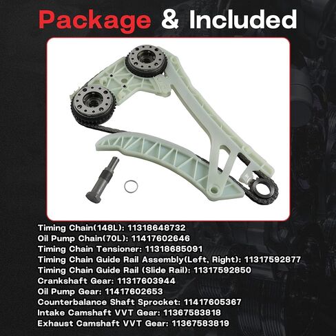 N26 N20 Timing Chain Kit with VVT Sprockets Fit for BMW 320i 328i 528i X3 X4 2.0L L4 N20B20 2013-2017 Replace#11417602646 11417602647 11367583818 in Kuwait