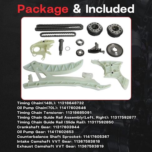 N26 N20 Timing Chain Kit with VVT Sprockets Fit for BMW 320i 328i 528i X3 X4 2.0L L4 N20B20 2013-2017 Replace#11417602646 11417602647 11367583818 in Kuwait