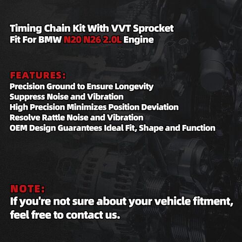 N26 N20 Timing Chain Kit with VVT Sprockets Fit for BMW 320i 328i 528i X3 X4 2.0L L4 N20B20 2013-2017 Replace#11417602646 11417602647 11367583818 in Kuwait