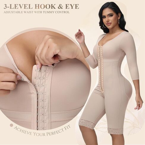 M MYODRESS Fajas Colombianas Shapewear for Women Curvy Faja Body Shaper Post Surgery Tummy Tuck Bbl Lipo Compression Garment Stage 2 Faja with Sleeves Tummy Control Postpartum Girdle Waist Trainer in Kuwait