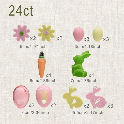 DecorbyHannah Easter Eggs Decorations, 24ct Small Easter Tree Ornaments for Basket, Shatterproof Colorful Pastel Spring Decor with Bunny Rabbit, Carrot and Flower for Home Party Outdoor Garden in Saudi Arabia