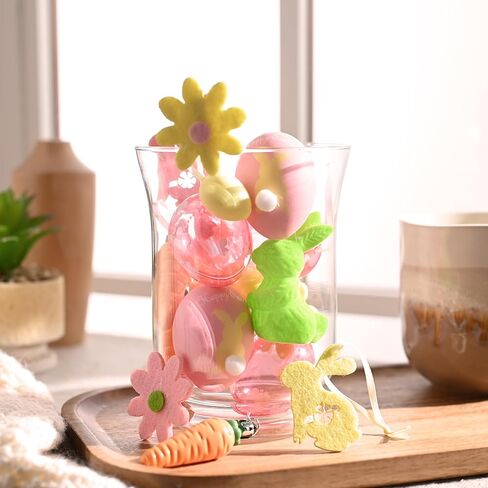 DecorbyHannah Easter Eggs Decorations, 24ct Small Easter Tree Ornaments for Basket, Shatterproof Colorful Pastel Spring Decor with Bunny Rabbit, Carrot and Flower for Home Party Outdoor Garden in Saudi Arabia