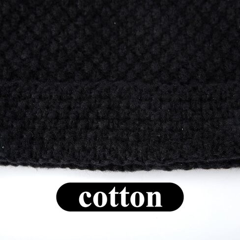 قبعة أذن قطة Y2K Goth Accessories قبعة محبوكة على الطراز القوطي الشرير، قبعات شتوية بديلة للنساء، أساور ناعمة قابلة للتمدد باللون الأسود in Kuwait