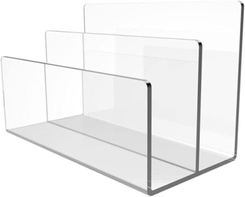 1 Pcs Acrylic Mile Sorter for Desk, 2 Upright Compartments Desk Mail Organizer, Acrylic Mail File Organizer Sorters for Envelope Paper Document, Clear Files Sorter for Office Home, Vertical in Kuwait