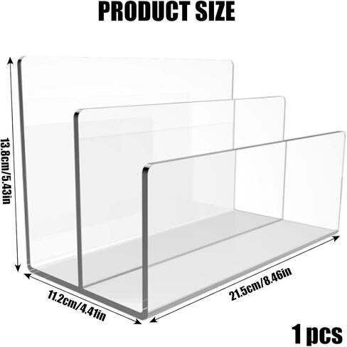 1 Pcs Acrylic Mile Sorter for Desk, 2 Upright Compartments Desk Mail Organizer, Acrylic Mail File Organizer Sorters for Envelope Paper Document, Clear Files Sorter for Office Home, Vertical in Kuwait