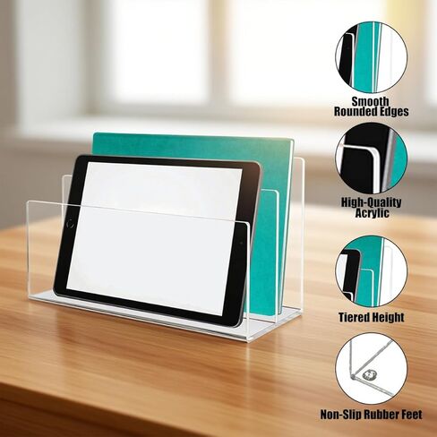 1 Pcs Acrylic Mile Sorter for Desk, 2 Upright Compartments Desk Mail Organizer, Acrylic Mail File Organizer Sorters for Envelope Paper Document, Clear Files Sorter for Office Home, Vertical in Kuwait