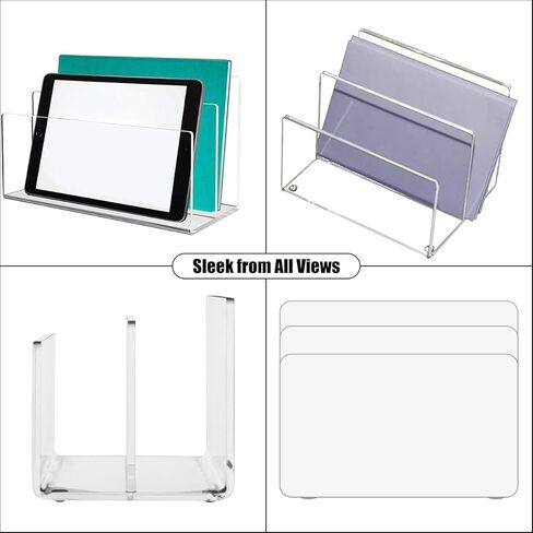 1 Pcs Acrylic Mile Sorter for Desk, 2 Upright Compartments Desk Mail Organizer, Acrylic Mail File Organizer Sorters for Envelope Paper Document, Clear Files Sorter for Office Home, Vertical in Kuwait