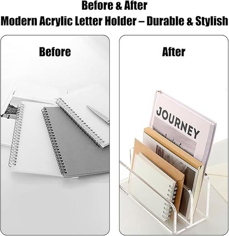 1 Pcs Acrylic Mile Sorter for Desk, 2 Upright Compartments Desk Mail Organizer, Acrylic Mail File Organizer Sorters for Envelope Paper Document, Clear Files Sorter for Office Home, Vertical in Kuwait