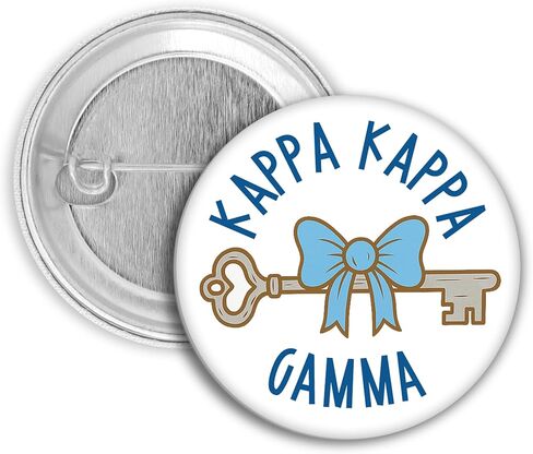 Kappa Kappa Gamma Pin Set, Sorority Gift Bundle with Blue Key Bow Pin & Heart Gingham KKG Pin, 2-Piece Bid Day Pin Set, KKG Game Day Accessories, Kappa Kappa Gamma Big Little Buttons in Kuwait