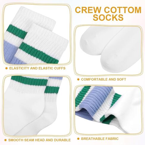 Retro Striped Crew Socks for Women, Colorful Cotton Stretchy Slouch Scrunch Socks Athletic Sock 5-7 in Saudi Arabia
