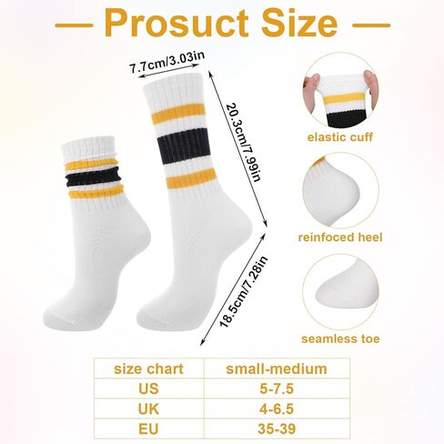 Retro Striped Crew Socks for Women, Colorful Cotton Stretchy Slouch Scrunch Socks Athletic Sock 5-7 in Saudi Arabia