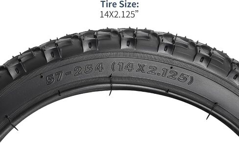 YUNSCM 14" Bike Tires 14 x 2.125/57-254 and 14" Bike Tubes Schrader Valve with 2 Rim Strips Compatible with Mountain Bike 14x1.75 14x1.95 14x2.10 14x2.125 14x2.25 Bicycle Tires and Tubes (Y-1108) in Saudi Arabia