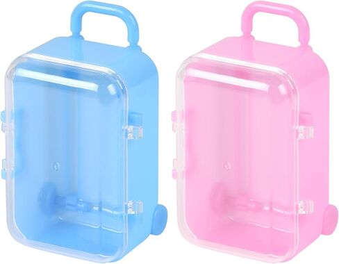 صناديق حقائب صغيرة، حلوى بلاستيكية صغيرة لحفلات الاستقبال، حقيبة يد للسفر، صندوق تخزين الأمتعة لتزيين حفلات الزفاف، 1 أزرق و1 وردي، عبوة من 2 in Kuwait