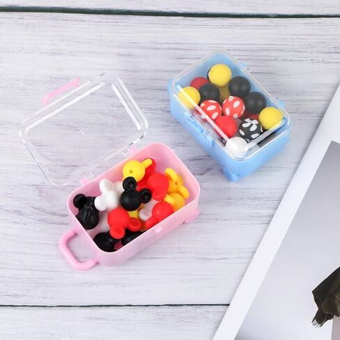 صناديق حقائب صغيرة، حلوى بلاستيكية صغيرة لحفلات الاستقبال، حقيبة يد للسفر، صندوق تخزين الأمتعة لتزيين حفلات الزفاف، 1 أزرق و1 وردي، عبوة من 2 in Kuwait