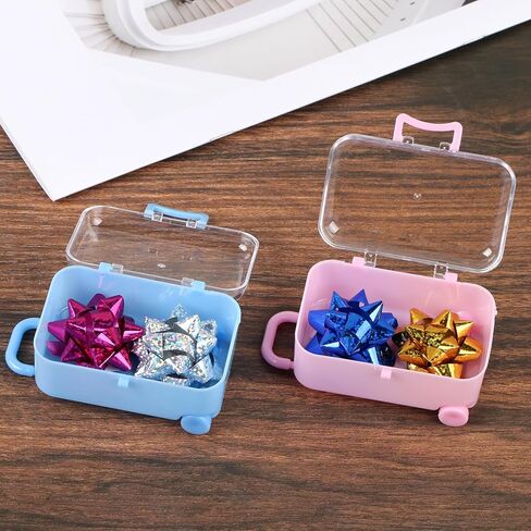 صناديق حقائب صغيرة، حلوى بلاستيكية صغيرة لحفلات الاستقبال، حقيبة يد للسفر، صندوق تخزين الأمتعة لتزيين حفلات الزفاف، 1 أزرق و1 وردي، عبوة من 2 in Kuwait