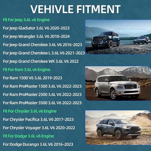 3.6L 4 قطعة محرك اليسار واليمين مدخل عمود الحدبات العادم عدة ل جيب رانجلر المصارع جراند شيروكي دودج دورانجو كرايسلر باسيفيكا فوياجر رام بروماستر 1500 2500 3500 3.6L V6 Pentastar 2016-2024 in Kuwait