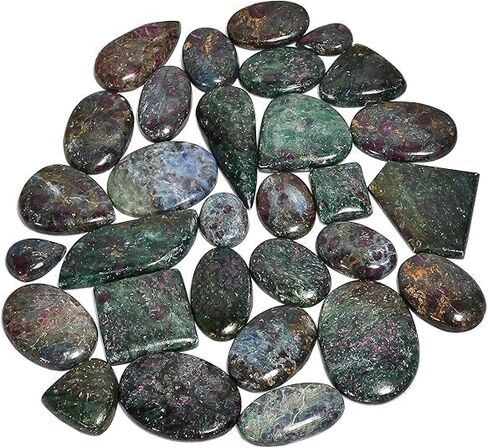 Natural Tourmilated Moonstone Pack of 4 - Assorted Loose Crystals for Jewelry Making, Polished Stones, Good Luck Birthstone Gift Set in Kuwait