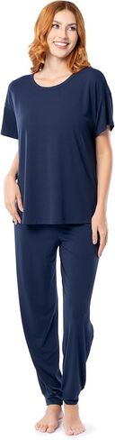 Fruit of the Loom Women's Breathable Short Sleeve Top and Jogger Pant Sleep Pajama Set in Saudi Arabia