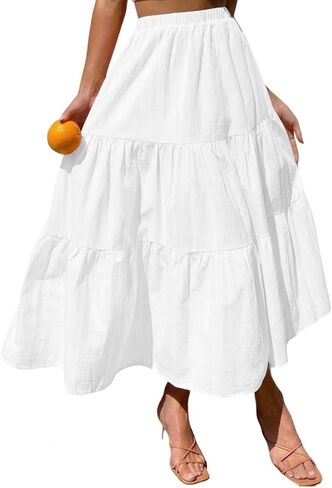 IDEALSANXUN Womens Gingham Maxi Skirts Elastic High Waisted Gingham Flowy Spring Summer Y2K Casual Boho Plaid Skirt in Saudi Arabia