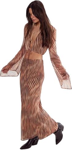 Nasty Gal Women's Chiffon Blurred Zebra Print Maxi Skirt in Saudi Arabia
