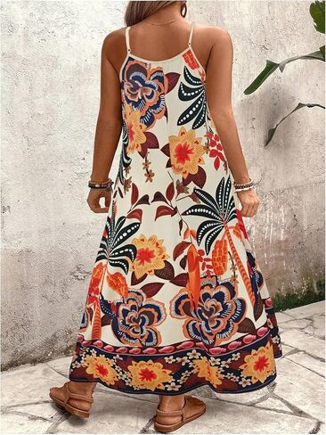 GORGLITTER Women's Plus Size Dress Boho Bump Friendly Sleeveless Oversized Maxi Long Dress Cruise Beach Flowy Sun Dress in Saudi Arabia